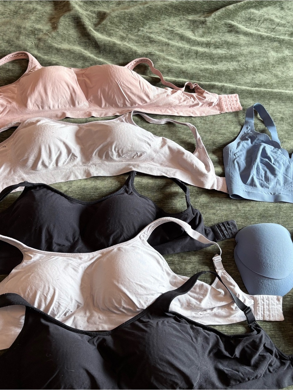 Women’s Seamless Soft-Cup Bras - Pink, Black, Blue, Ivory 7 bras total